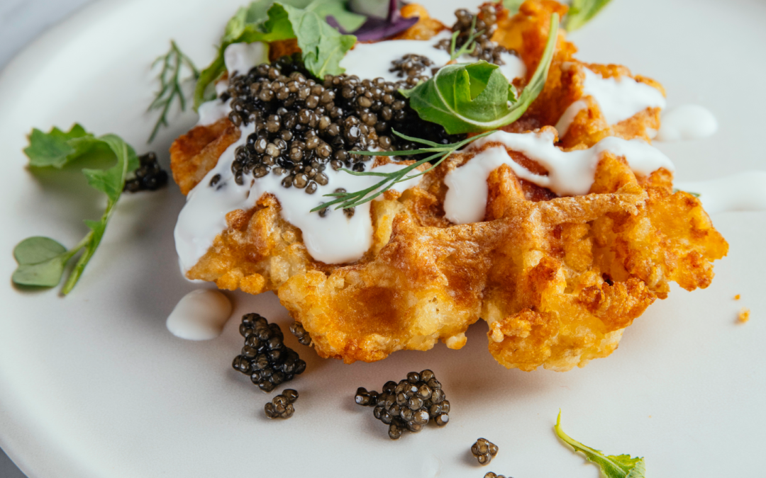2 Caviar Recipes: Tater Tot Waffles with Creme Fraiche | Classic Deviled Eggs with Summer Flowers