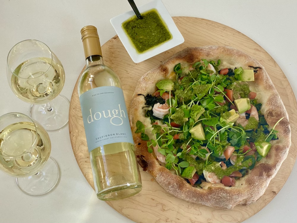 Recipe: Poached Shrimp Pizza with Seaweed Basil Pesto - Jennifer Bushman